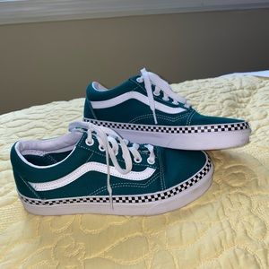 Turquoise Checkered Sole Vans